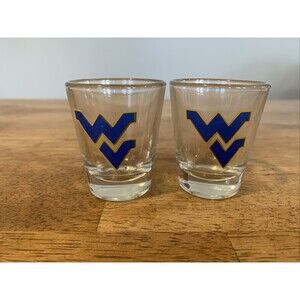 Set Of 2 West Virginia Mountaineers Drinking shot Glass NCAA‎ Glassware